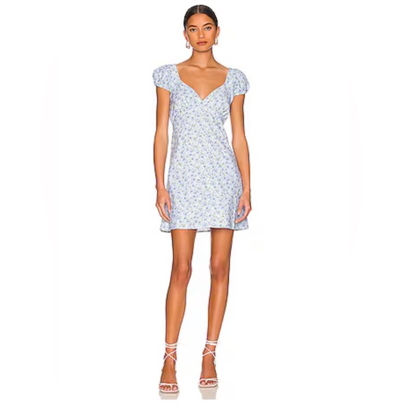 BOYISH Dresses & Skirts - Boyish The Dusty Puff-Sleeve Mini Dress Forget Me Not Floral Size 6 Revolve